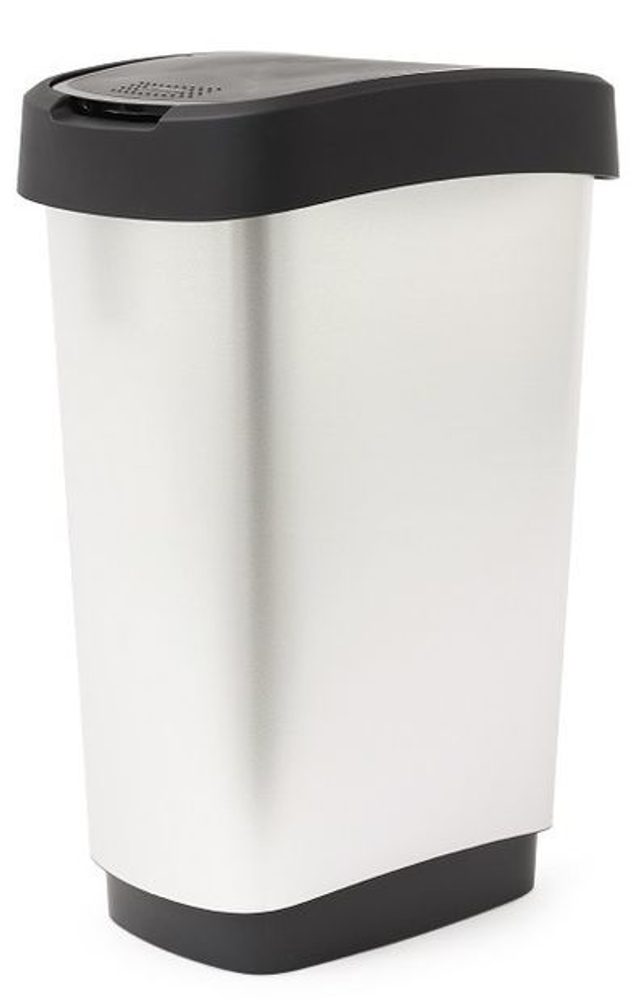 Levně koš odp.50l TWIST- IML. ART METAL, černý výklop., plast