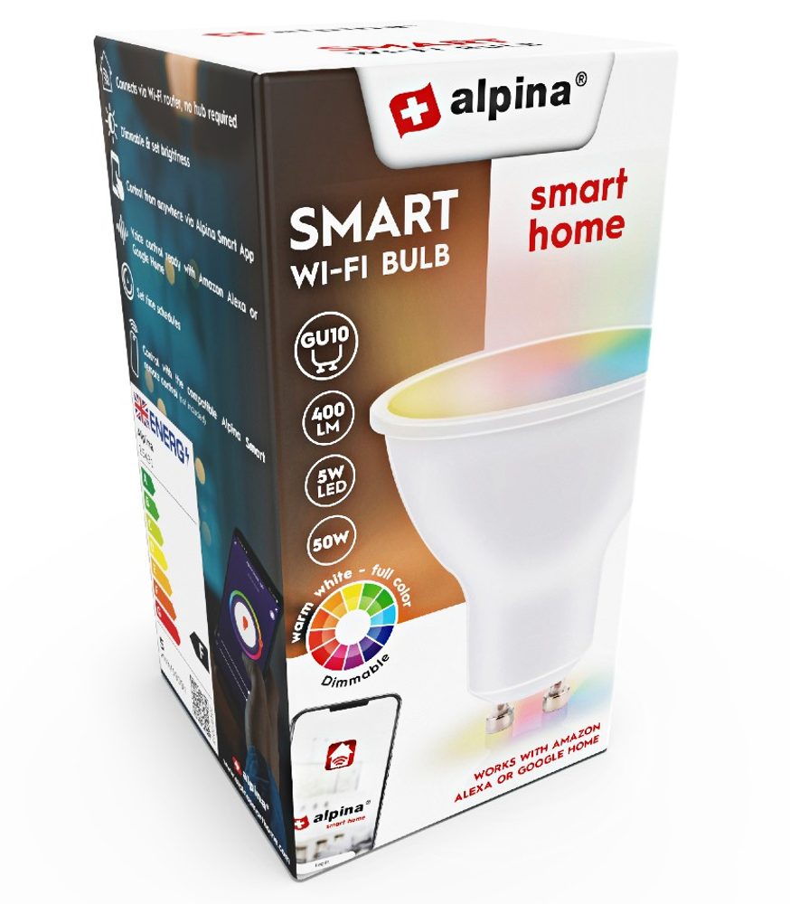 Levně ALPINA Chytrá žárovka LED RGB WIFI bílá + barevná GU10 ED-225431
