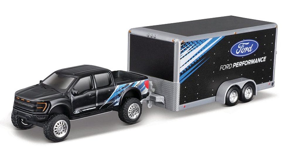 Levně Maisto - Design Tow &amp; Go, 2021 Ford F-150 SVT Raptor Car Trailer, 1:64