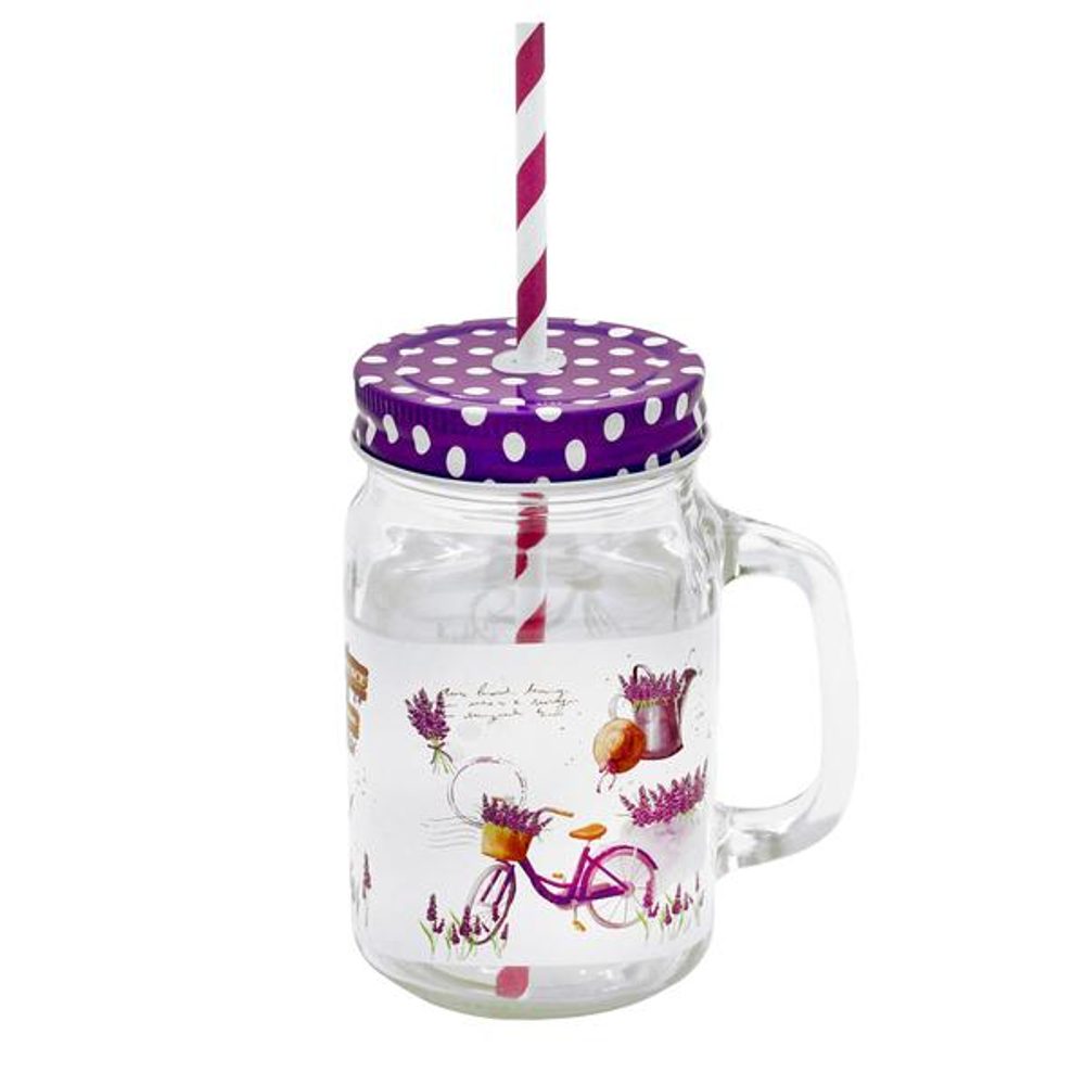 Levně TORO SKLENICE MASON S BRČKEM NOVÁ LEVANDULE 450 ML