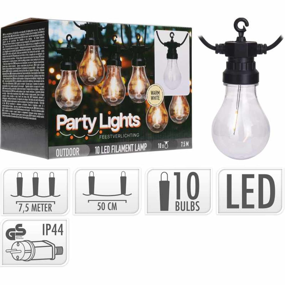 Levně PROGARDEN Světelný řetěz LED PARTY 10 žárovek 7,5m KO-LE2100170