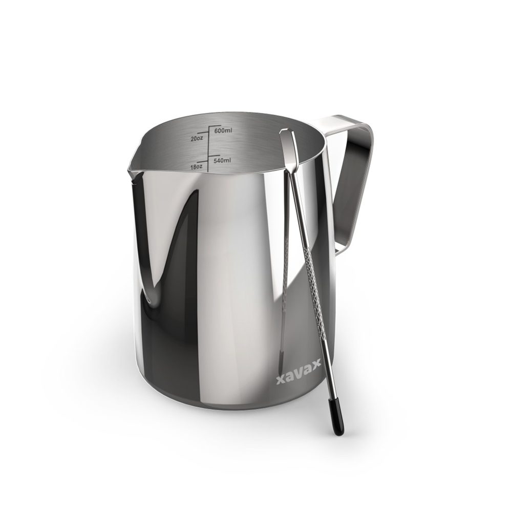 Levně Xavax Barista konvička na přípravu mléčné pěny, s perem pro Latte Art, 600 ml, nerez, stříbrná