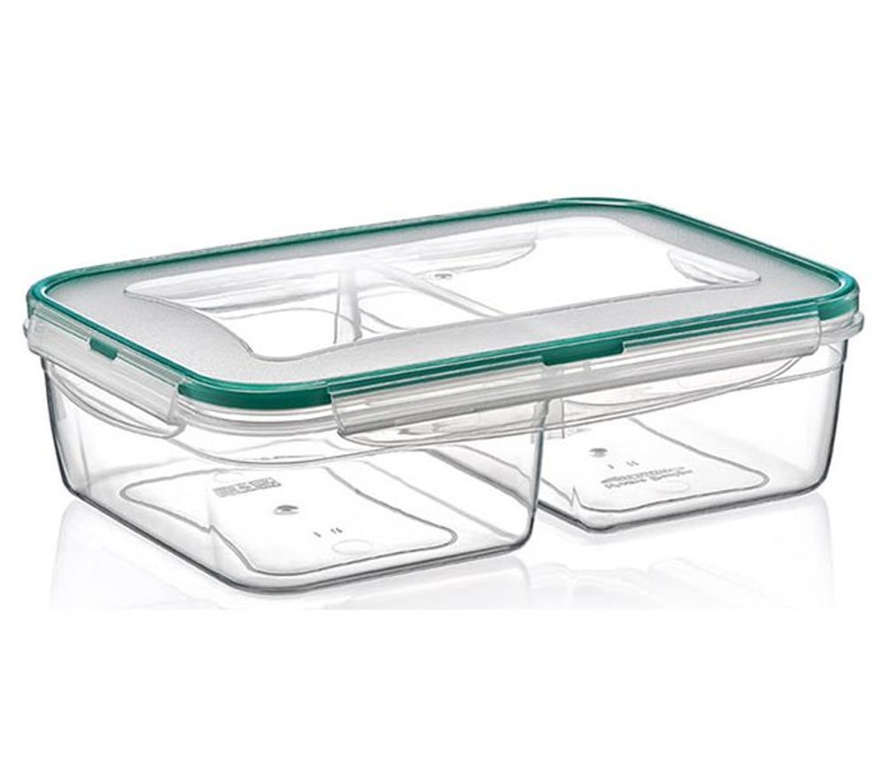 Levně box 2,0 l FRESH dělený(2x1,0l),klick 24x17x7cm,transp.plast