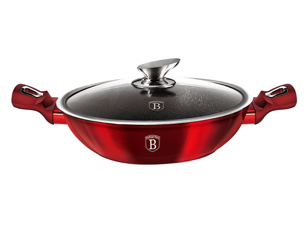Levně BERLINGERHAUS Pánev Wok s poklicí 30 cm Burgundy Metallic Line BH-7110