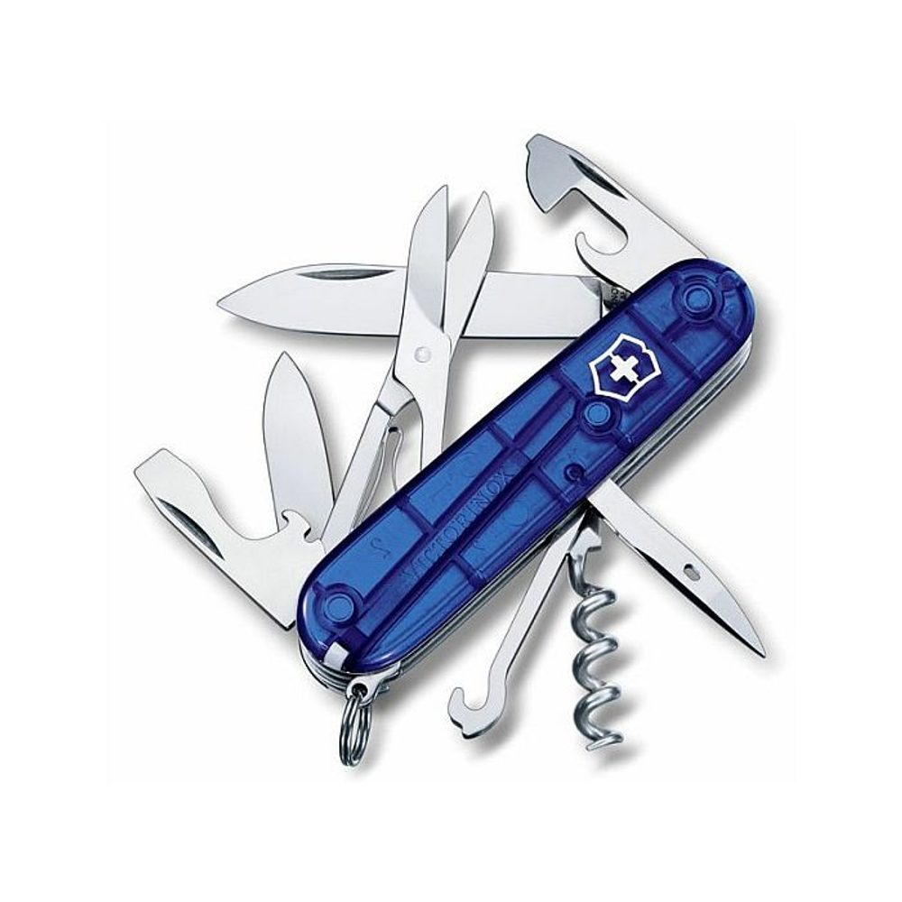 Levně nůž 14-funkcí 91mm CLIMBER modrý transp., kapesní Victorinox