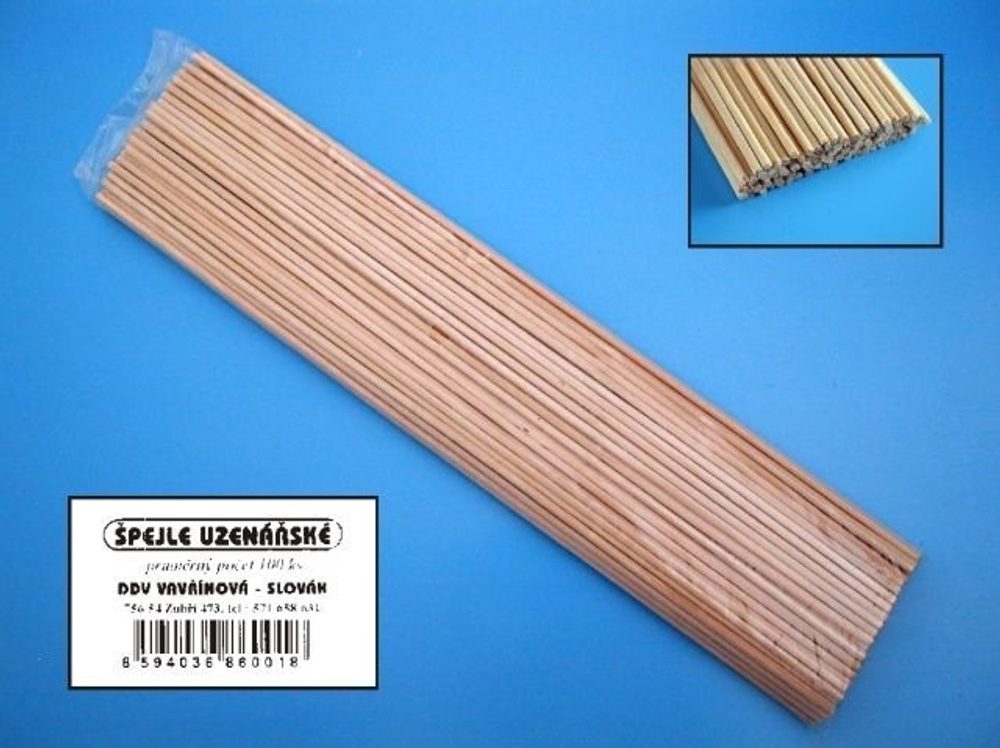 Levně špejle 30cm, d3mm,100ks, uzenář., balené, dřevo