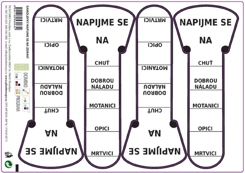Levně etikety NAPIJME SE 4ks, samolepky