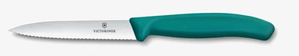 Levně nůž 10cm loupací, vlnitý, špičatý ZELENÝ, VICTORINOX