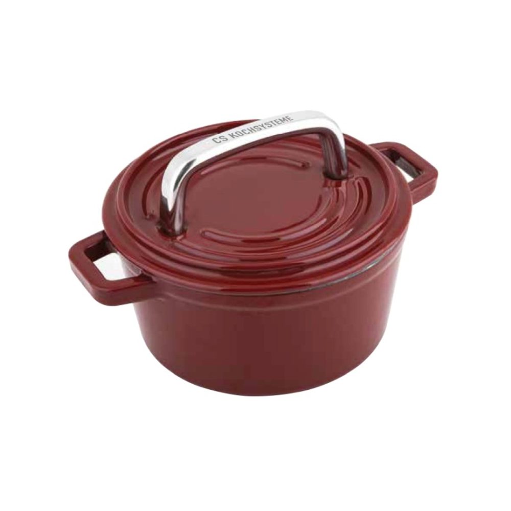 Levně CS SOLINGEN Pekáč s poklicí litinový ALPEN 14 cm červená CS-078065
