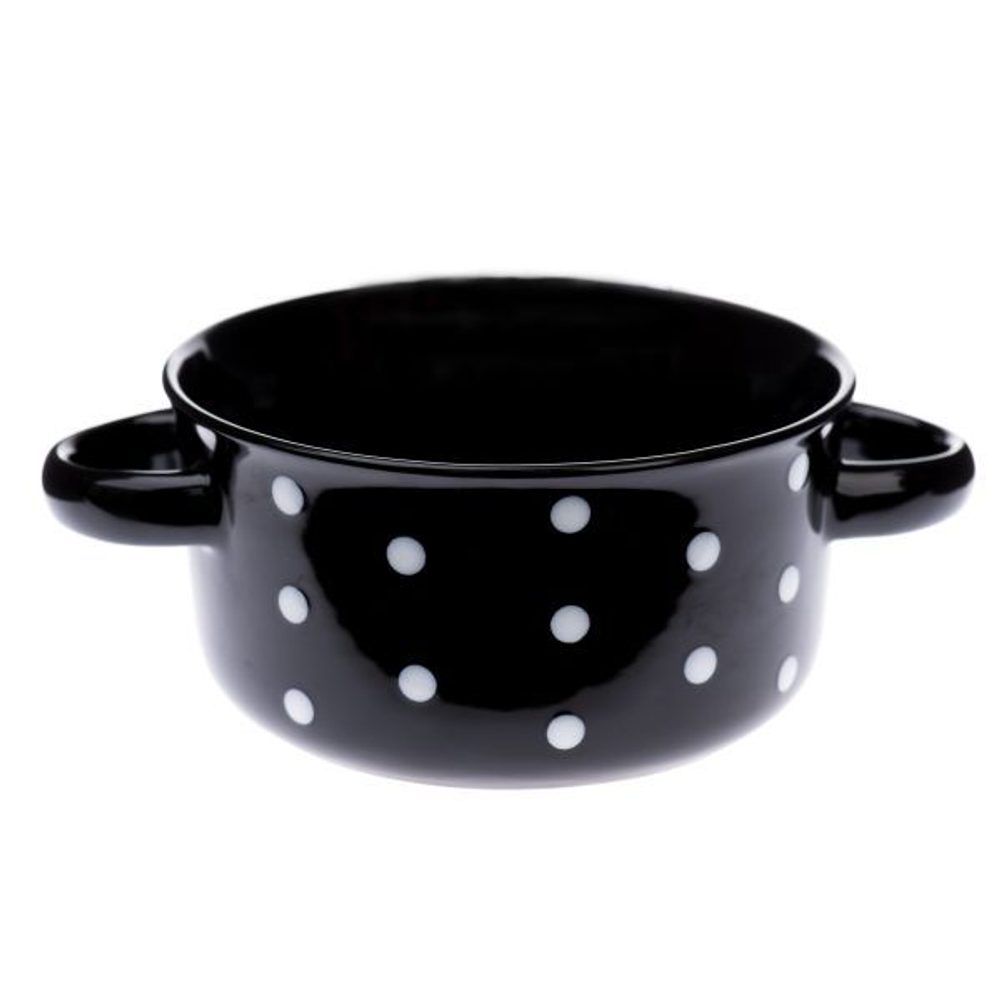 Levně miska 560ml ČERNÁ, BÍLÝ PUNTÍK, d13,5 6,8cm, keramika