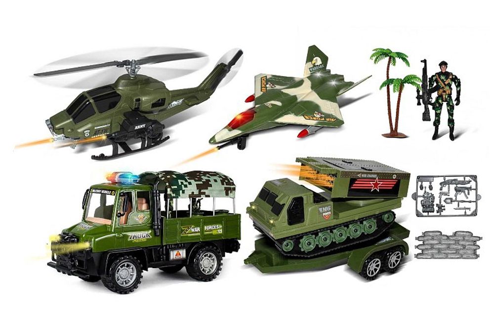 Levně WIKY Vojenské auto s přívěsem set, 63 cm