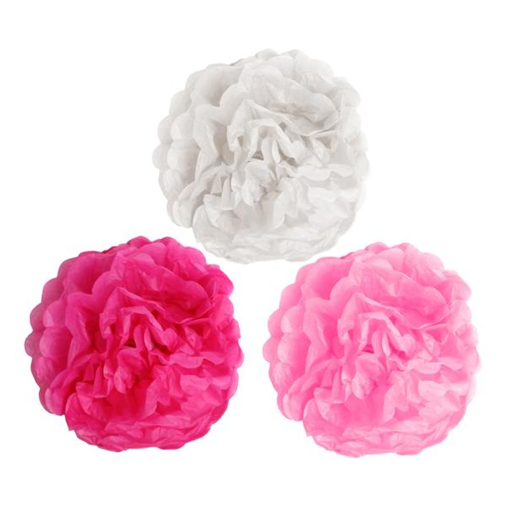 Levně TORO BAMBULKY POMPOM PAPÍROVÉ SET 3KS 25CM, ASSORT