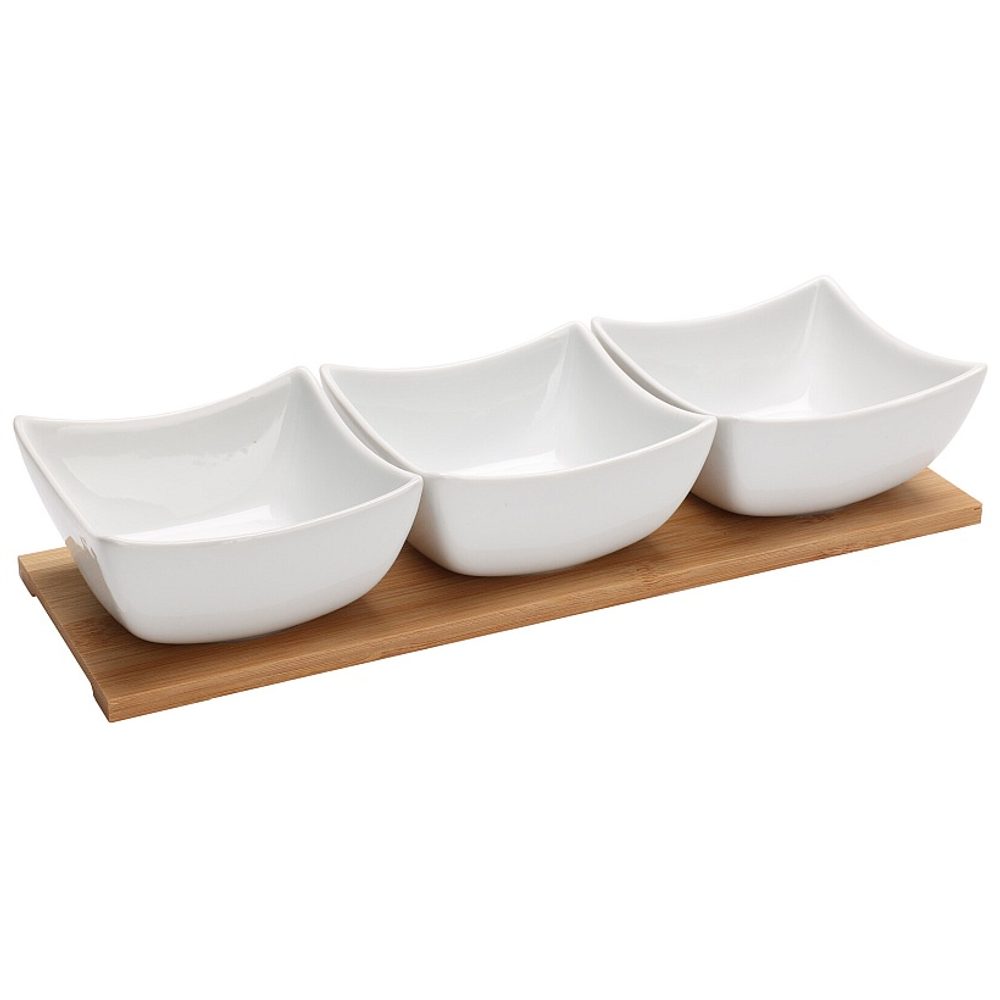 Levně EXCELLENT HOUSEWARE Servírovací misky na dřevěném podnose sada 4 ks KO-210001440