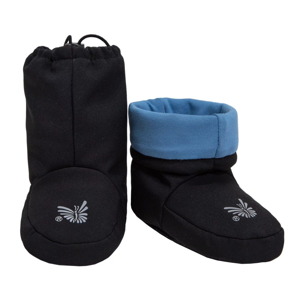 Levně ESITO Barefoot softshellové capáčky Bambus Ocean - černá / modrá - 3 - délka stélky: 13 cm černá / modrá