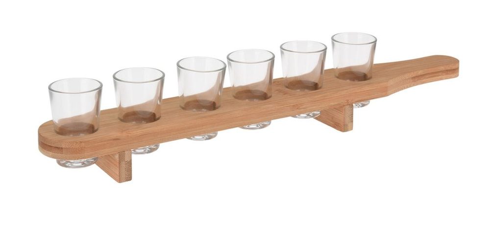 Levně sklen. 40ml, 7ks na prkénku, panák