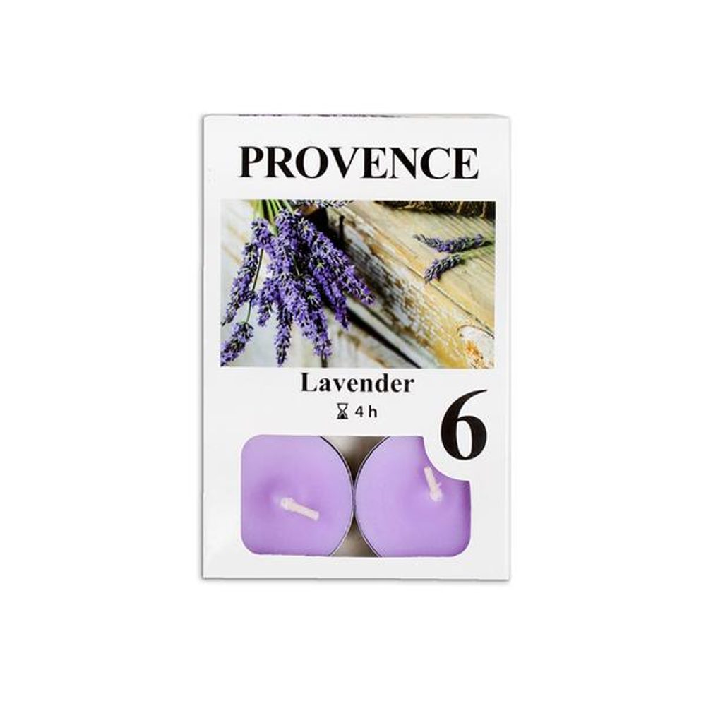 Levně Provence SVÍČKA ČAJOVÁ LEVANDULE, 6KS