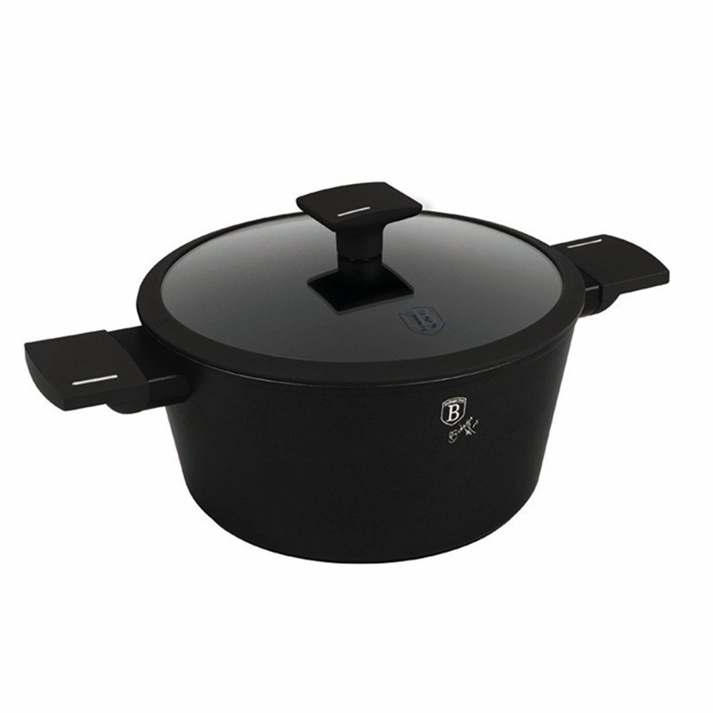 Levně BERLINGERHAUS Kastrol s titanovým povrchem a poklicí 24 cm Matte Black Collection BH-8188