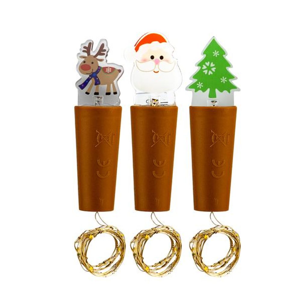 Levně TORO ZÁTKA DEKORAČNÍ S ŘETĚZEM 9LED KOREK 3ASS 2X2X8CM