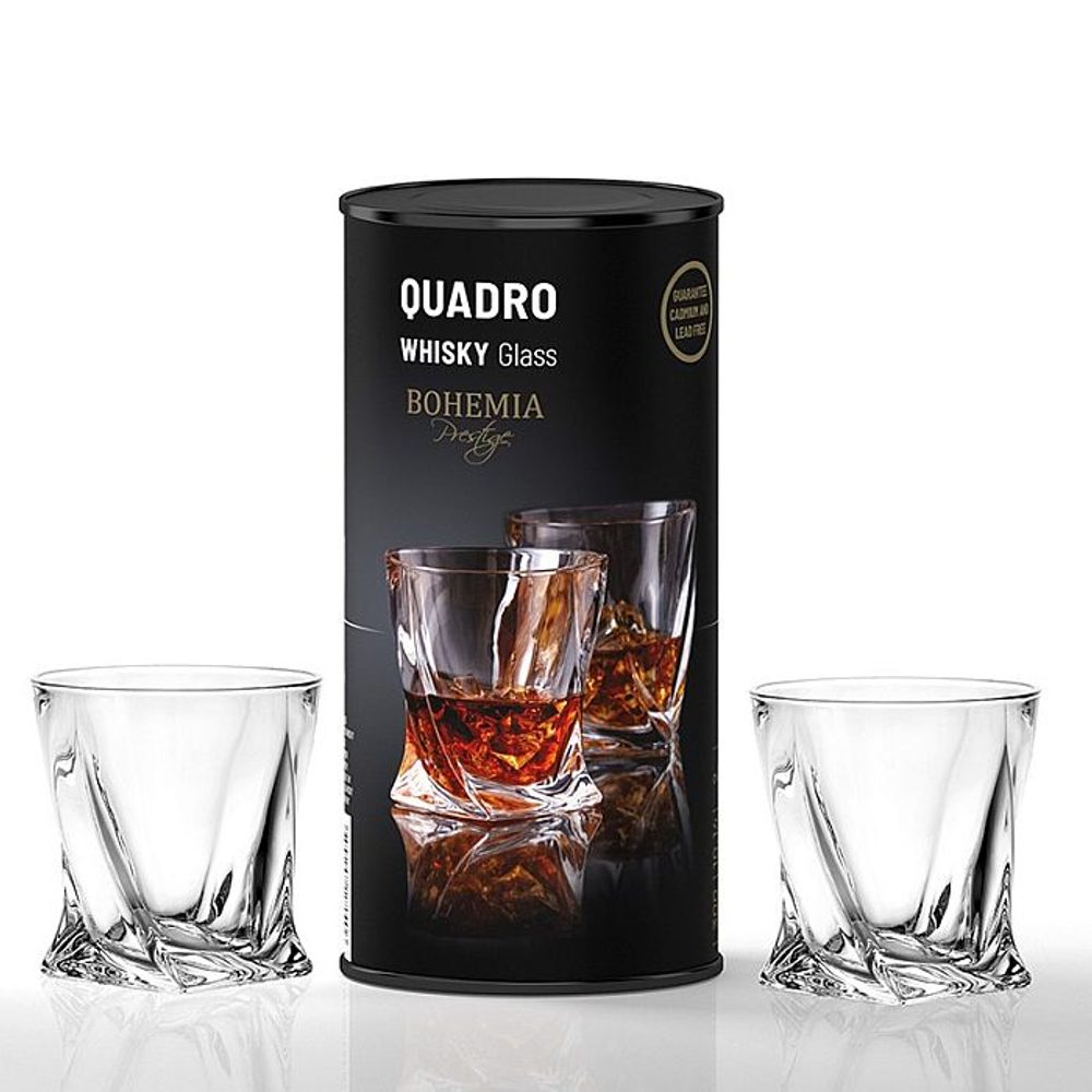 Levně sklen. 340ml, 2ks, BOHEMIA PR. QUADRO, whisky, DB