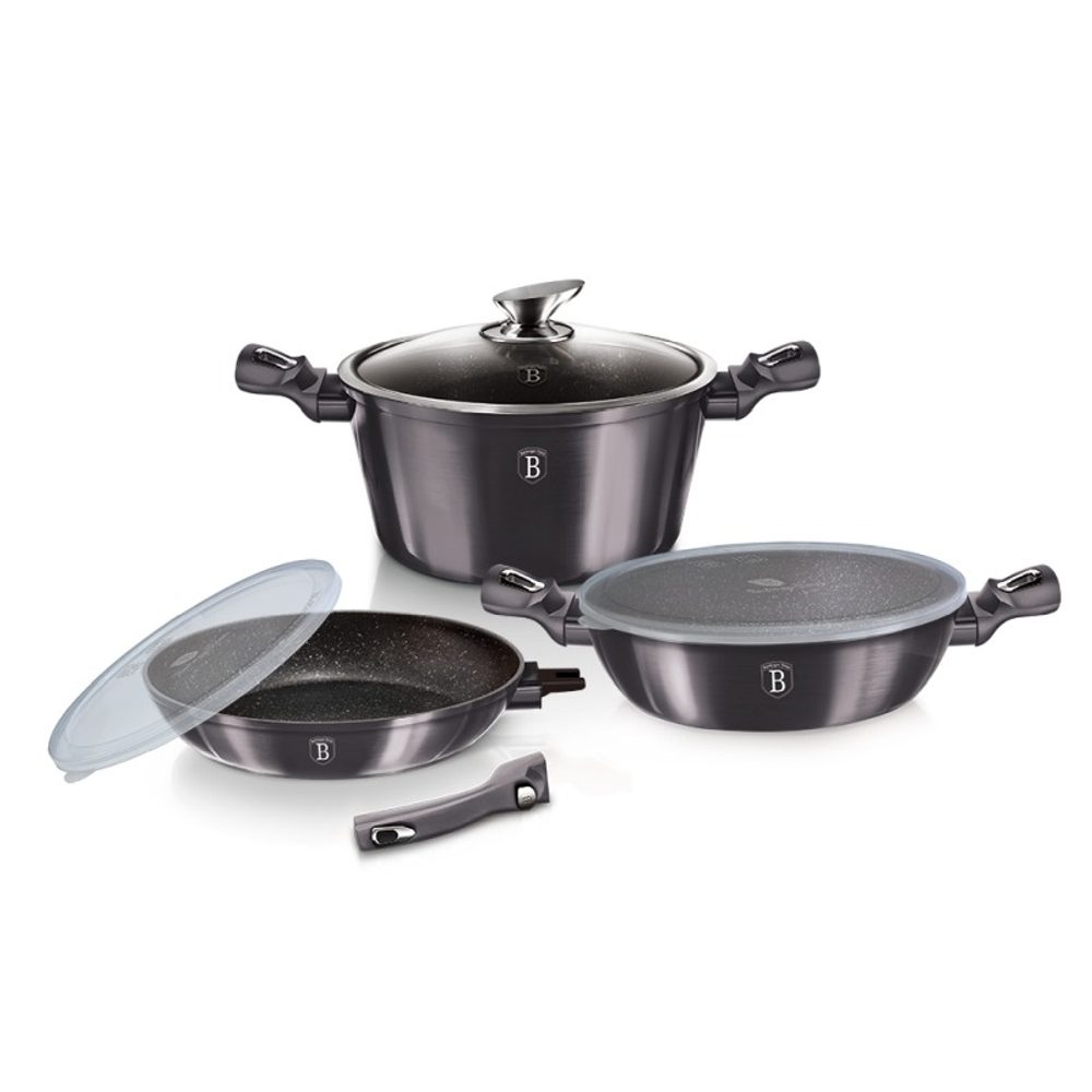 Levně BERLINGERHAUS Sada nádobí s mramorovým povrchem 6 ks Carbon PRO Line BH-7052