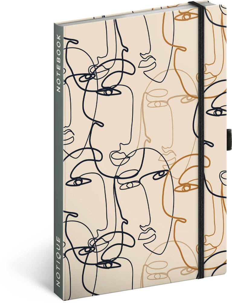 Levně Presco Group Notes Tvář, linkovaný, 13 × 21 cm
