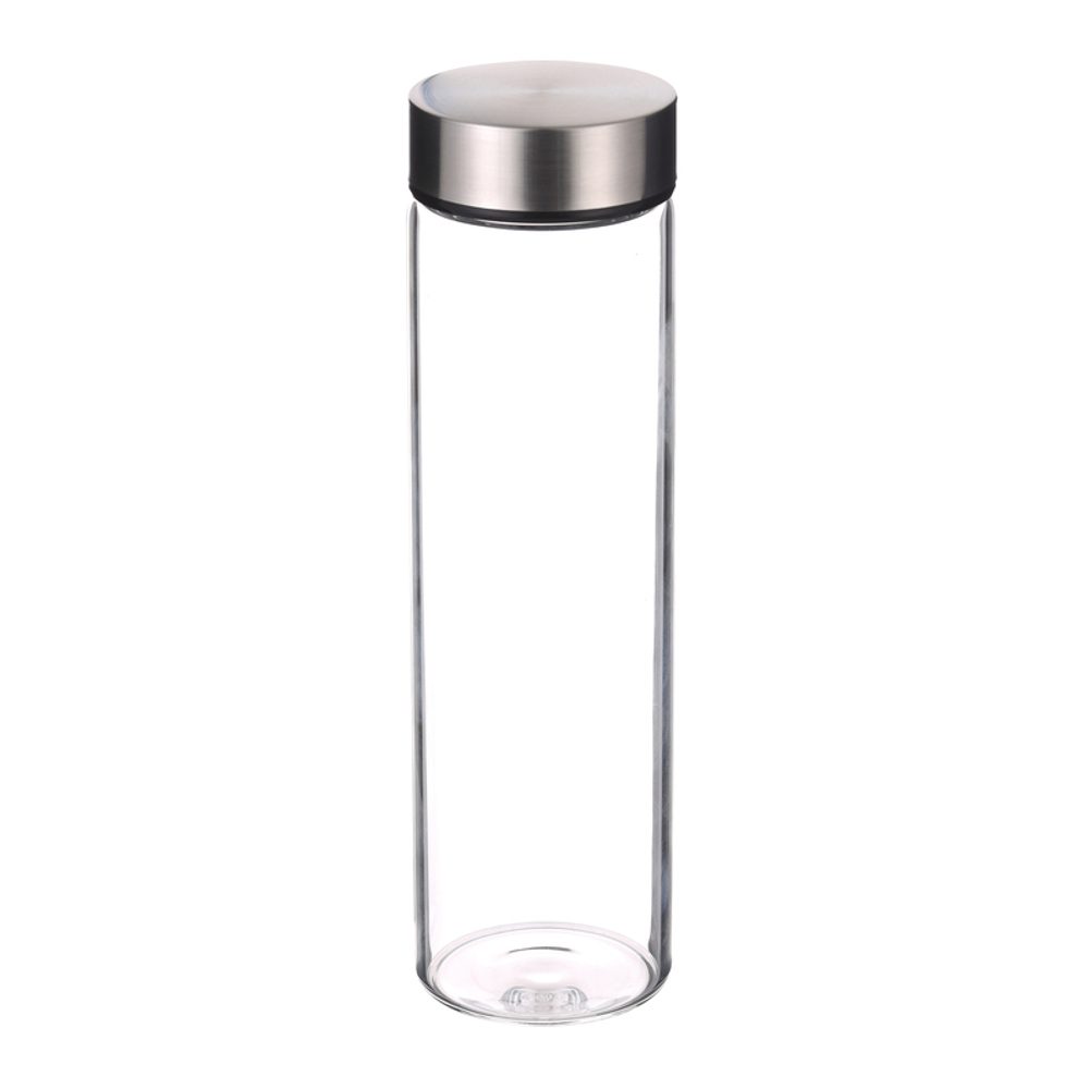Levně BERGNER Lahev skleněná přenosná s nerez víkem 600 ml BG-20121-BK
