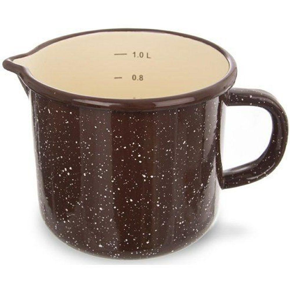 Levně hrnek d12cm s výlevkou, BROWN, 1,2l, měrka, smalt