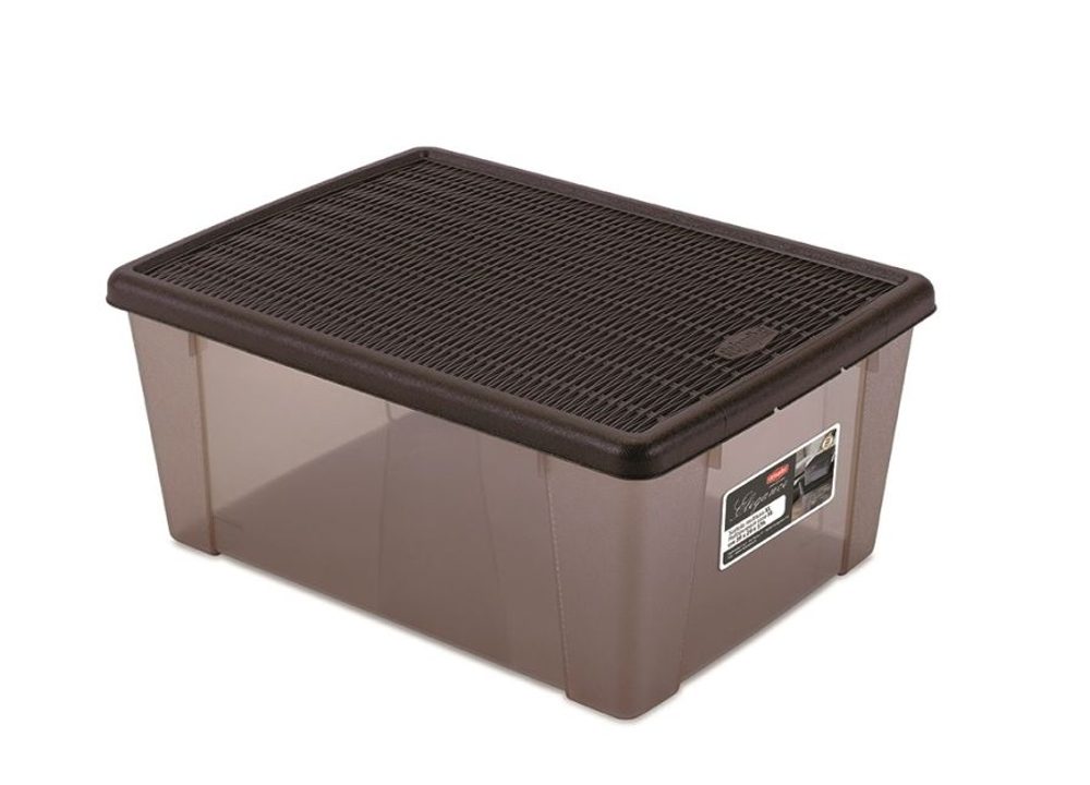 Levně box 15,0l+víko 39x29x17cm hnědý ELEGANCE-XL
