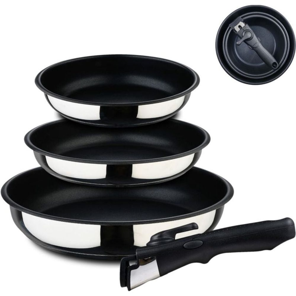 Levně BERGNER Sada pánví nerez s nepřilnavým povrchem Click&Cook 3 ks 18, 20, 24 cm BG-32292-MM