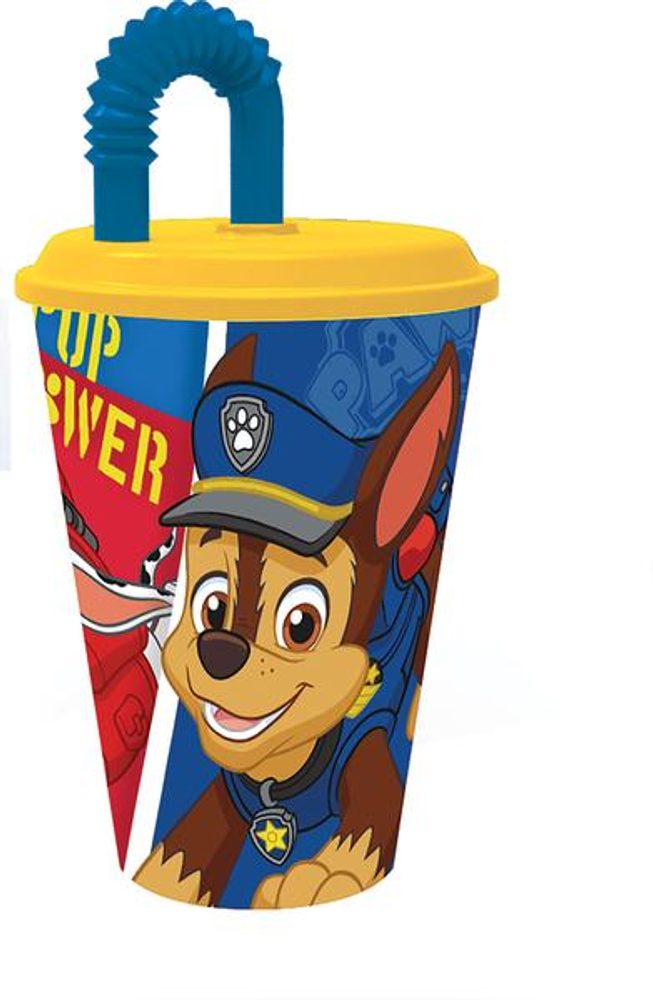 Levně STOR KELÍMEK S BRČKEM PLASTOVÝ PAW PATROL 430ML,MODRÁ