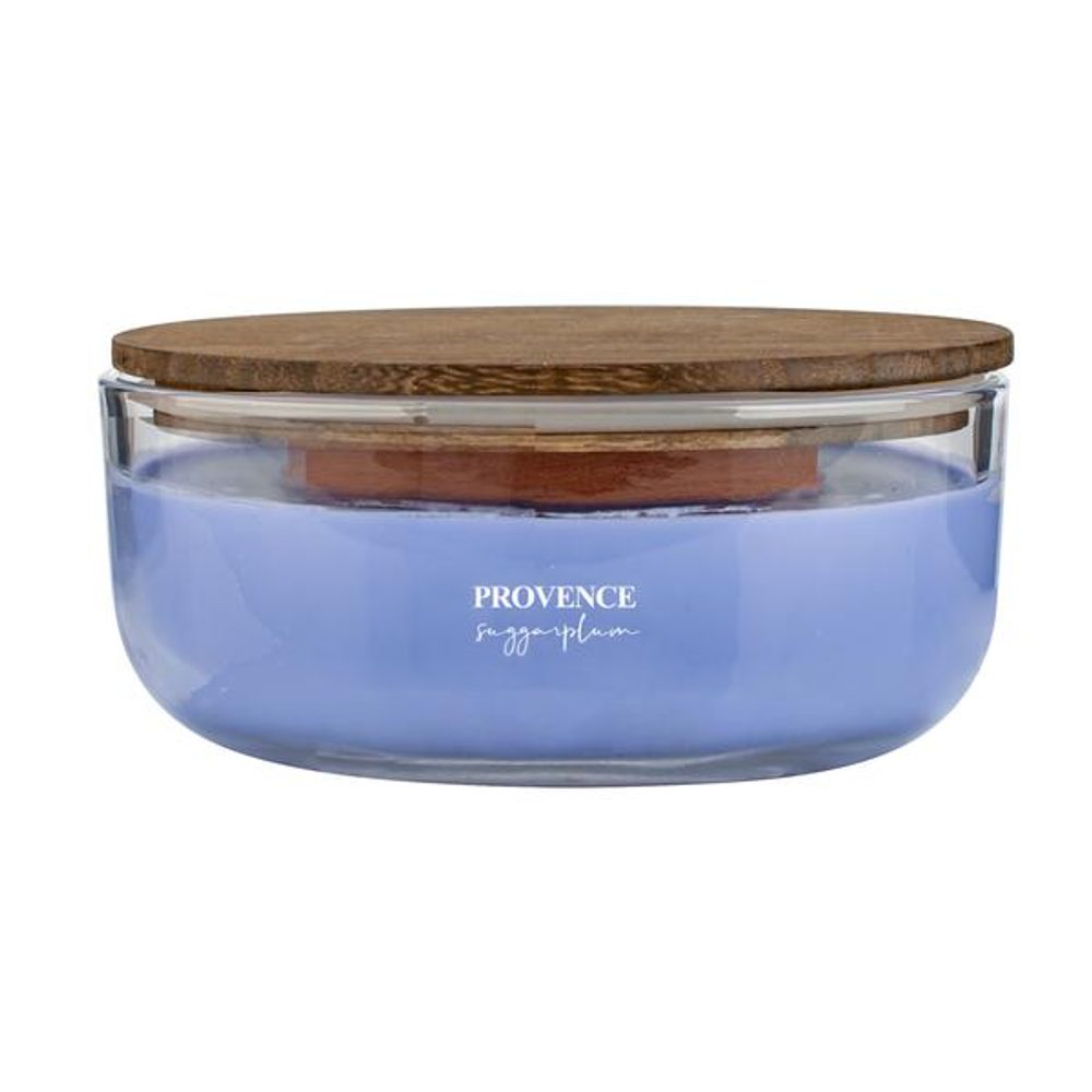 Levně Provence SVÍČKA OVÁL WOODEN WICK 240G, SUGARPLUM