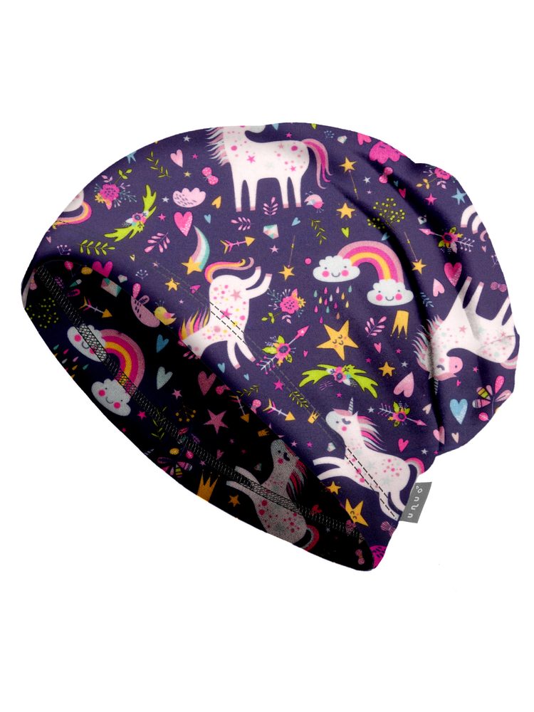 Unuo, Fleecová čepice, Jednorožci (fleece cap, unicorns) - L (53-56 cm)