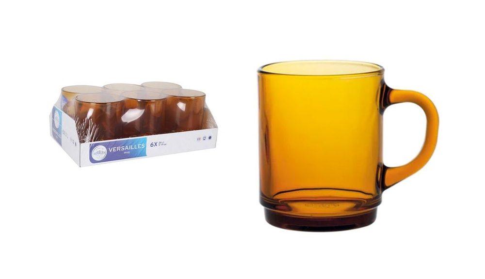 Levně hrnek 260ml, 6ks-Jantar,VERSAILLES, d7,2x8,9cm, DURALEX,sklo