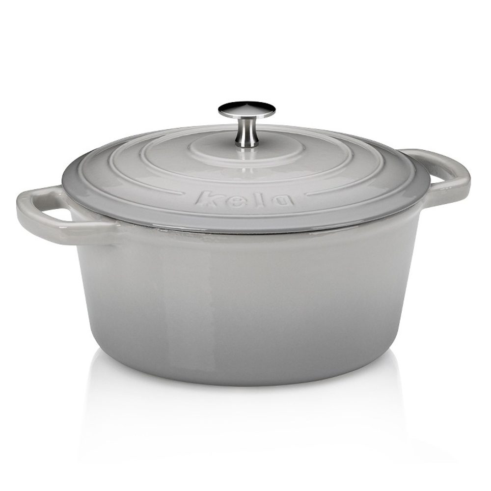 Levně KELA Pekáč litinový s poklicí CALIDO 24 cm šedá KL-12606