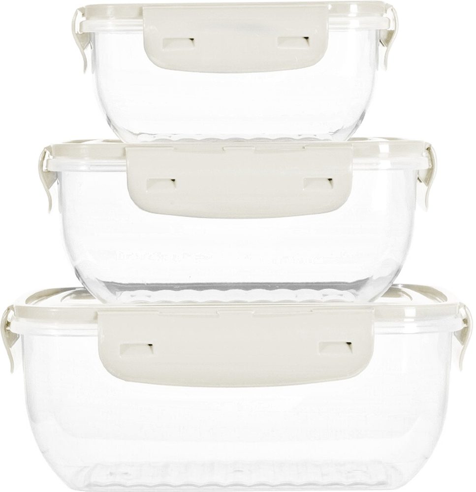 Levně EXCELLENT HOUSEWARE Dóza na potraviny sada 3 ks bílá KO-024001560bila