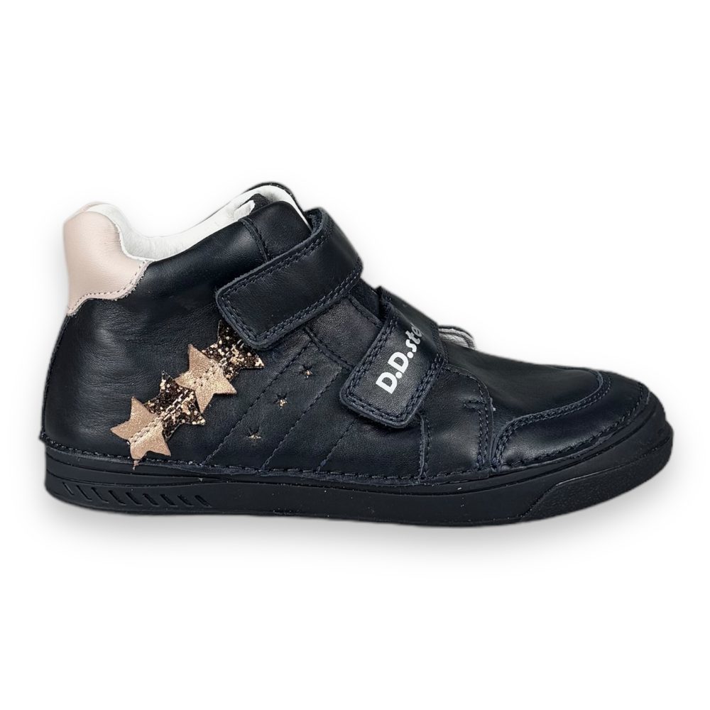 Levně DDstep Dětské kožené boty - Modré s hvězdami - 32