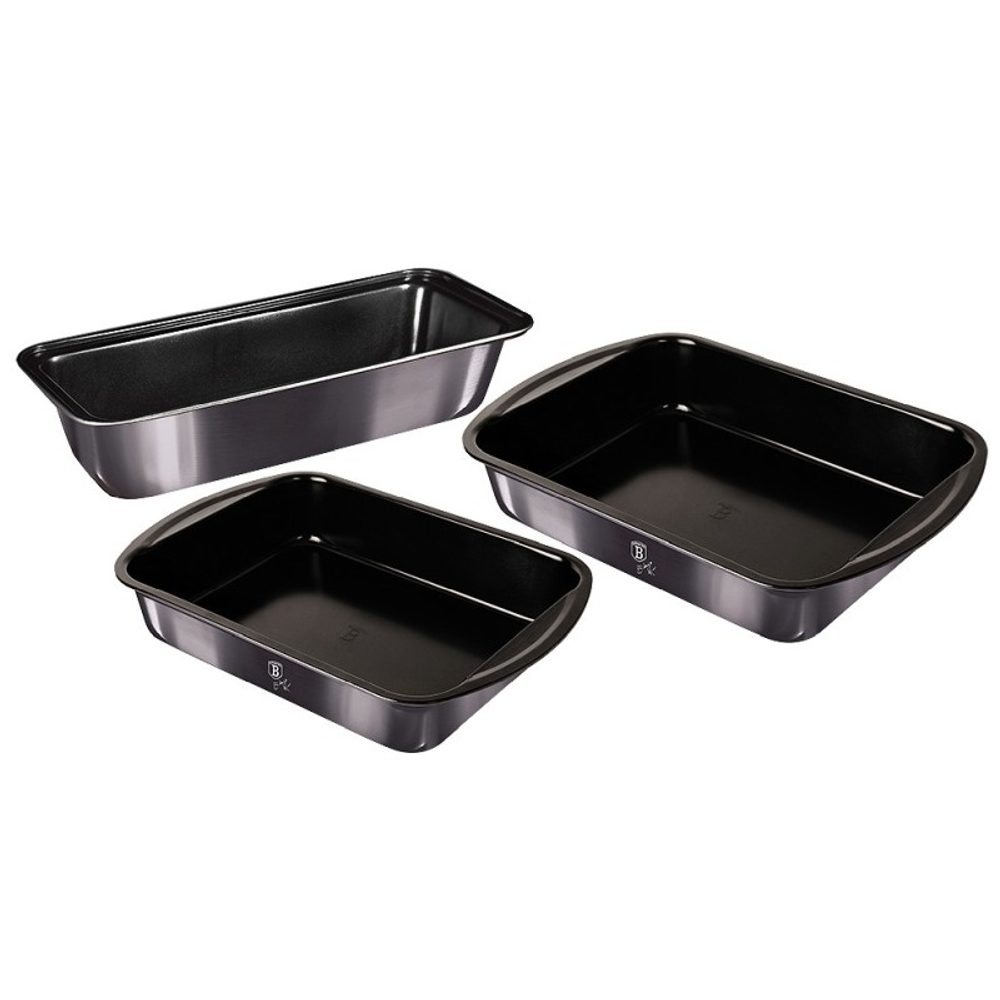 Levně BERLINGERHAUS Plechy a forma na pečení s titanovým povrchem sada 3 ks Carbon PRO Line BH-7631