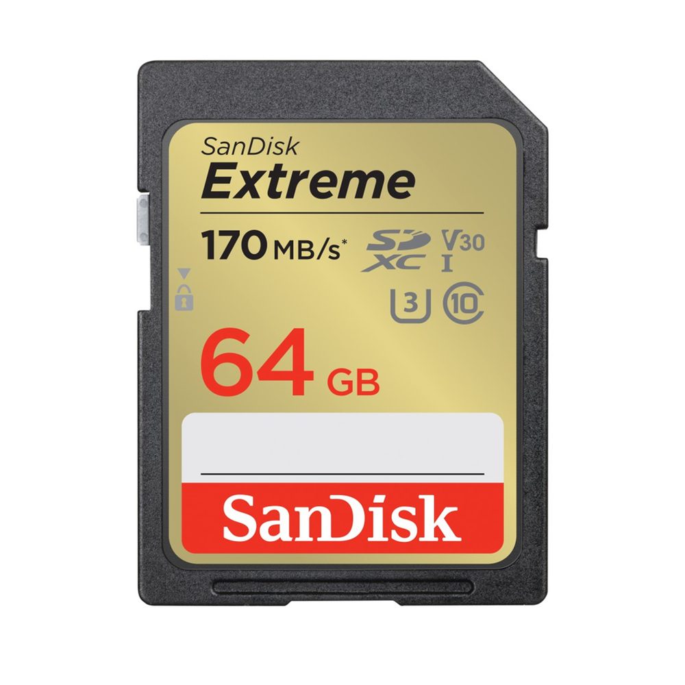 Levně SanDisk Extreme 64GB SDXC Memory Card 170MB/s and 80MB/s, UHS-I, Class 10, U3, V30