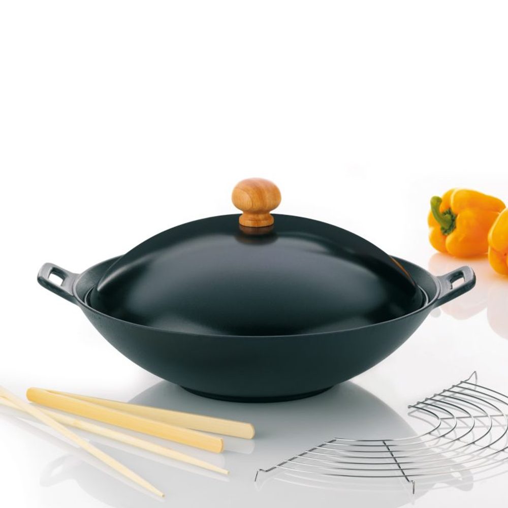 Levně KELA Wok litinový 36 cm s příslušenstvím sada 5 ks KL-77943