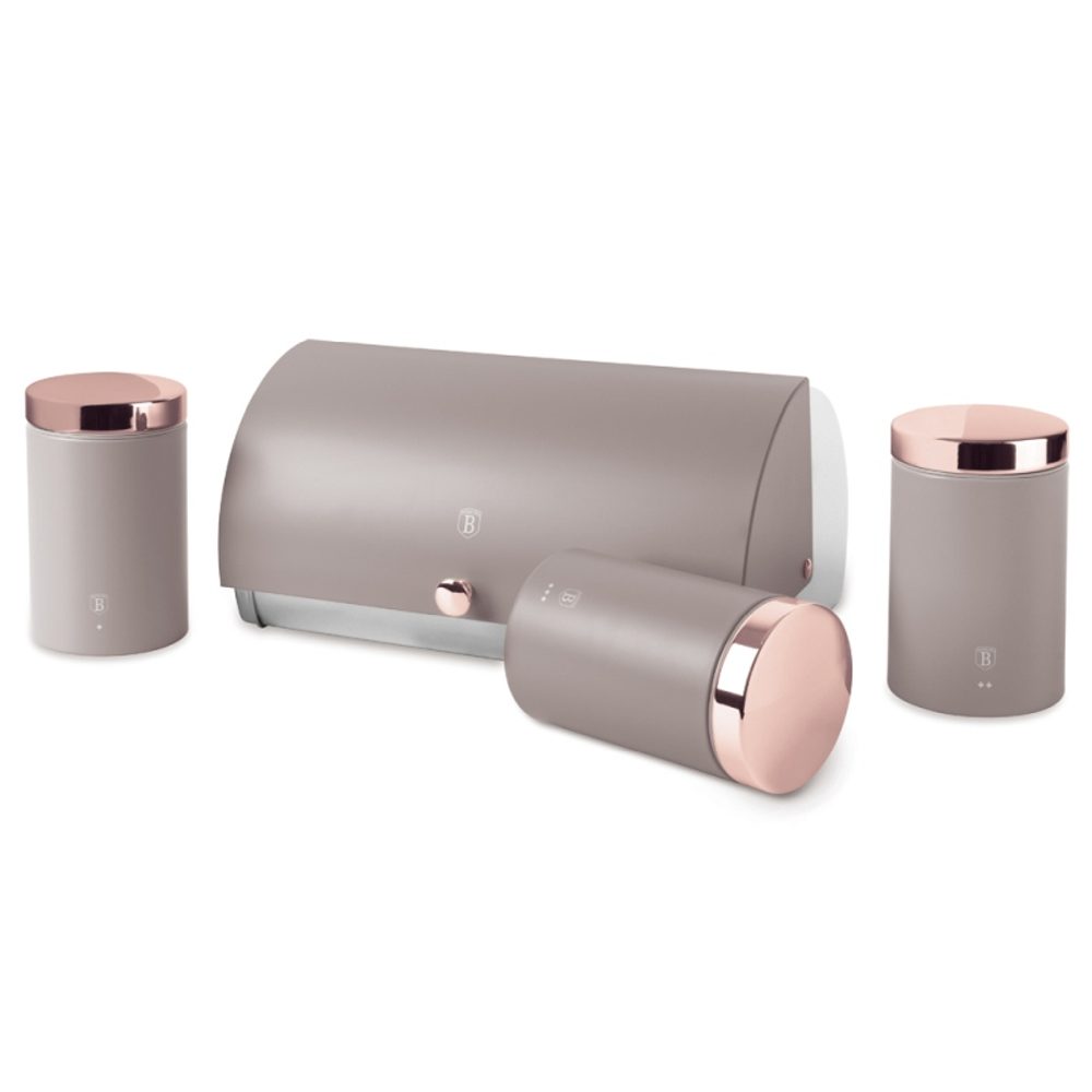 Levně BERLINGERHAUS Chlebník a sada dóz na potraviny 4 ks Taupe Collection BH-6834