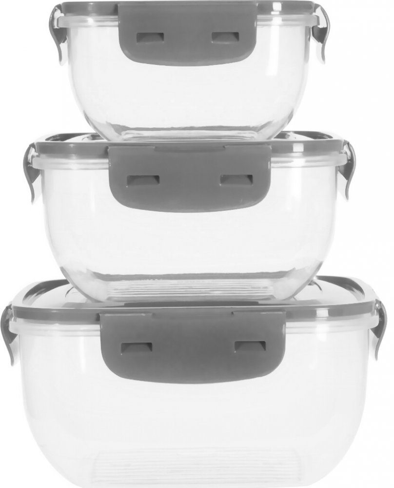 Levně EXCELLENT HOUSEWARE Dóza na potraviny 3 ks šedá KO-024001550seda