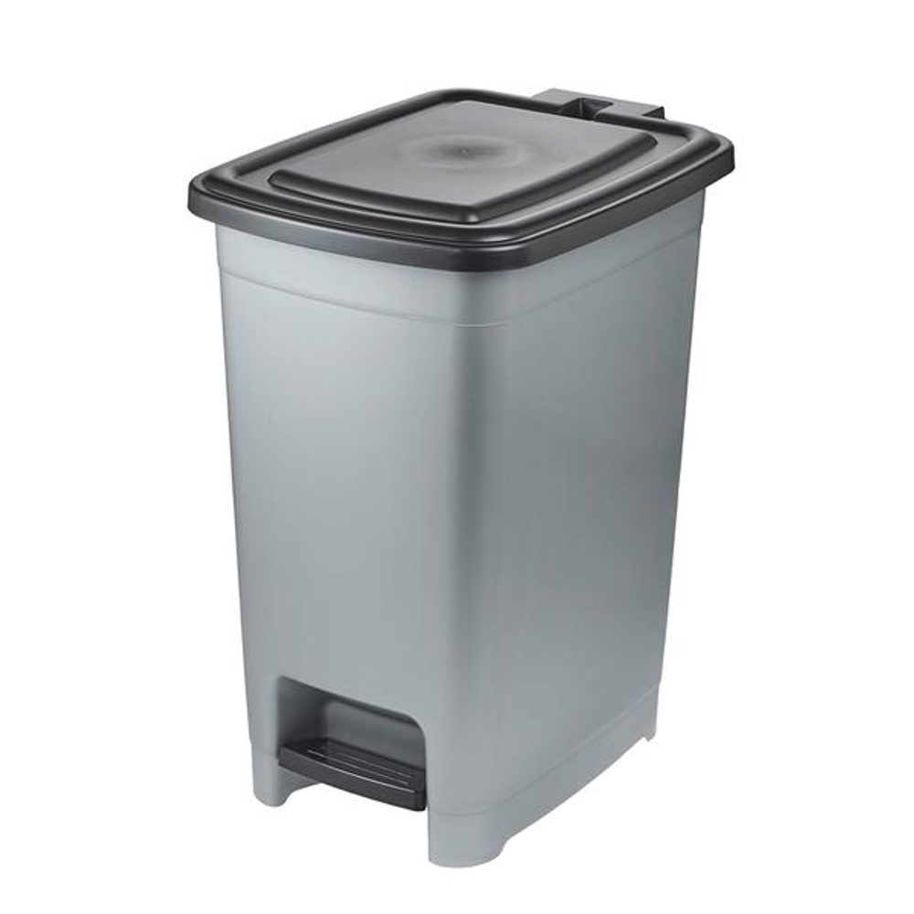 Levně koš odp.40l OLAF, stříbr., pedál,úzký 32x42x53cm, plast