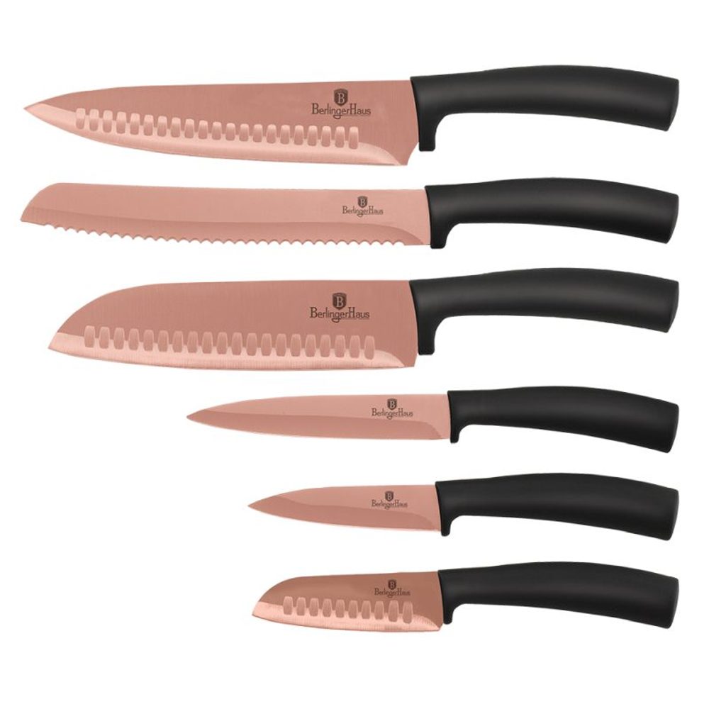 Levně BERLINGERHAUS Sada nožů s nepřilnavým povrchem 6 ks Rosegold Metallic Line BH-2611