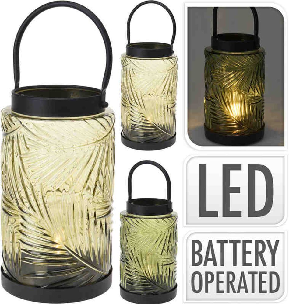 Levně PROGARDEN Lucerna stojící s LED žárovkou skleněná 26 cm zelená KO-HZ1952280zele
