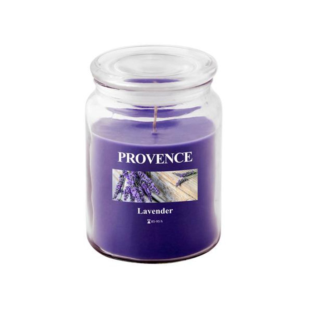 Levně Provence SVÍČKA VE SKLE S VÍČKEM 510G, LEVANDULE