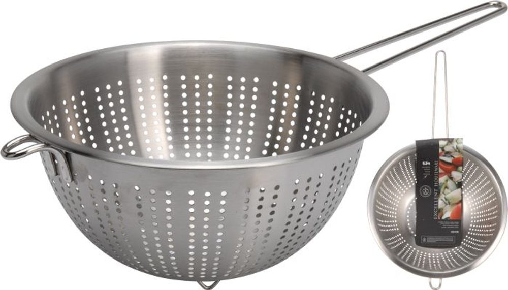 Levně cedník d24cm, NR plech., stojící+drát. rukojeť