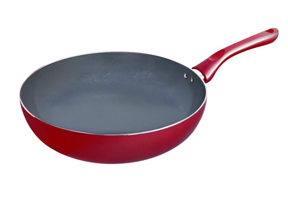 Levně TORO PÁNEV WOK, KERAMIKA, ČERVENÁ, 28CM