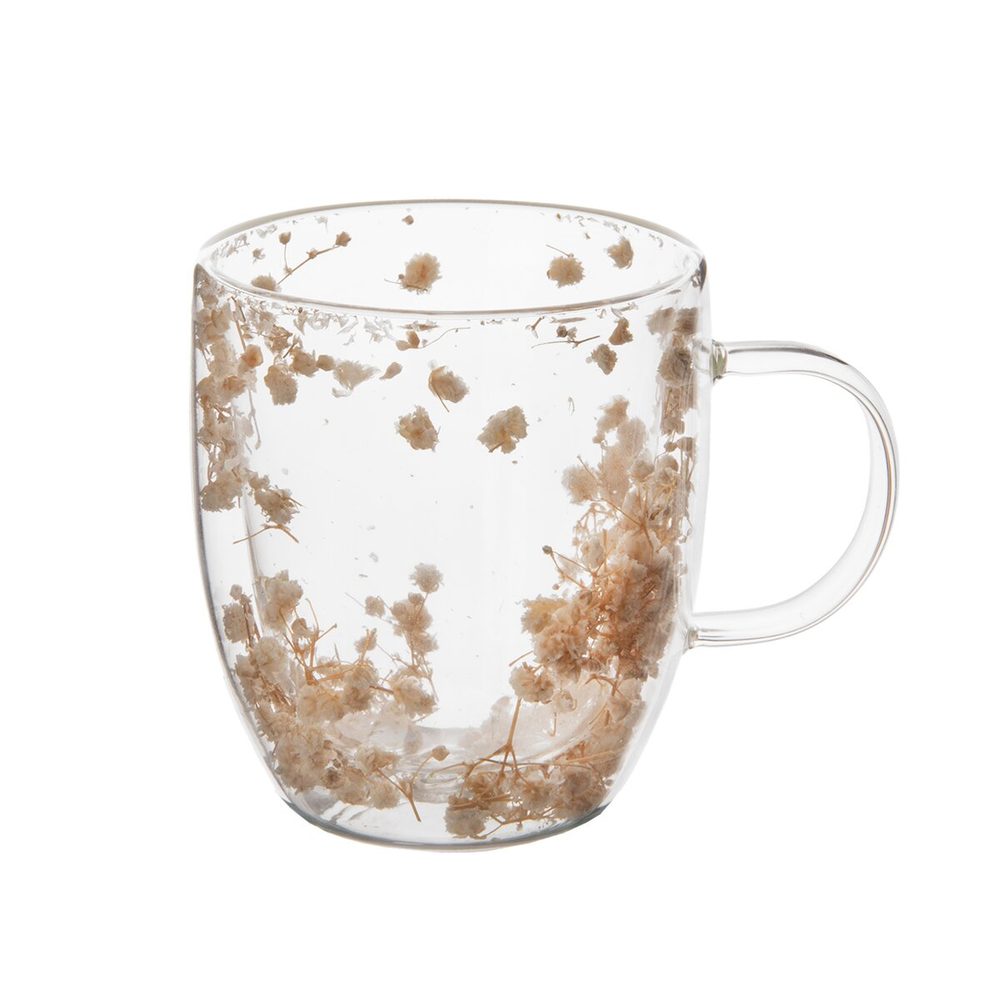 Levně Dvoustěnný hrnek DOUBLE květy 0,35 l