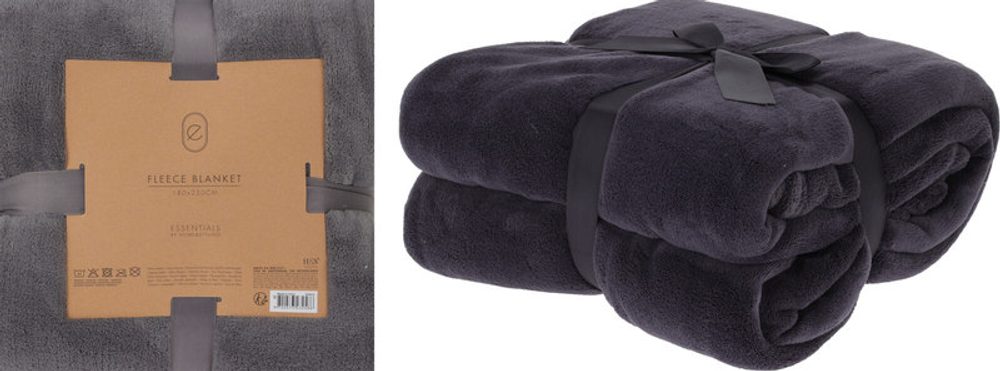 Levně HOMESTYLING Deka fleece 180 x 230 cm ESSENTIALS antracit KO-HZ1011860