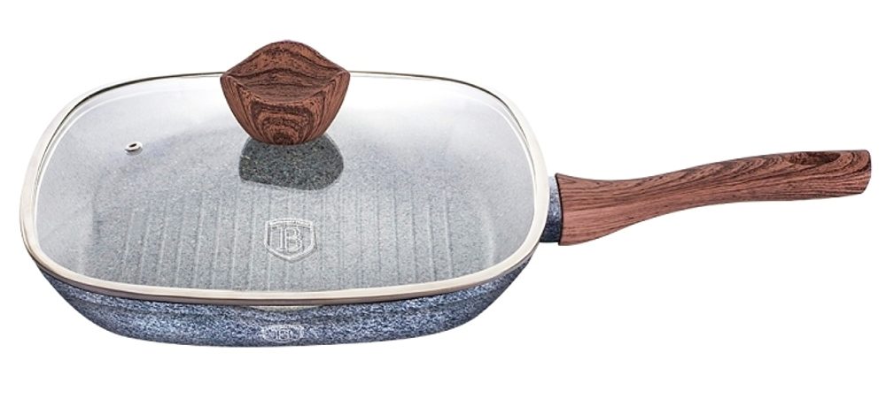 Levně BERLINGERHAUS Pánev grilovací s poklicí a mramorovým povrchem 28 cm Forest Line BH-1599